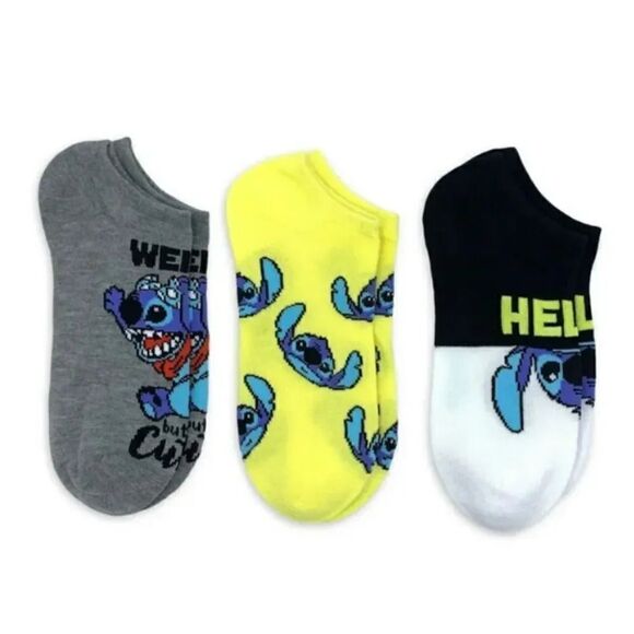 Disney Stitch Colorful 3 Pairs No Show Socks NWT - Picture 6 of 14